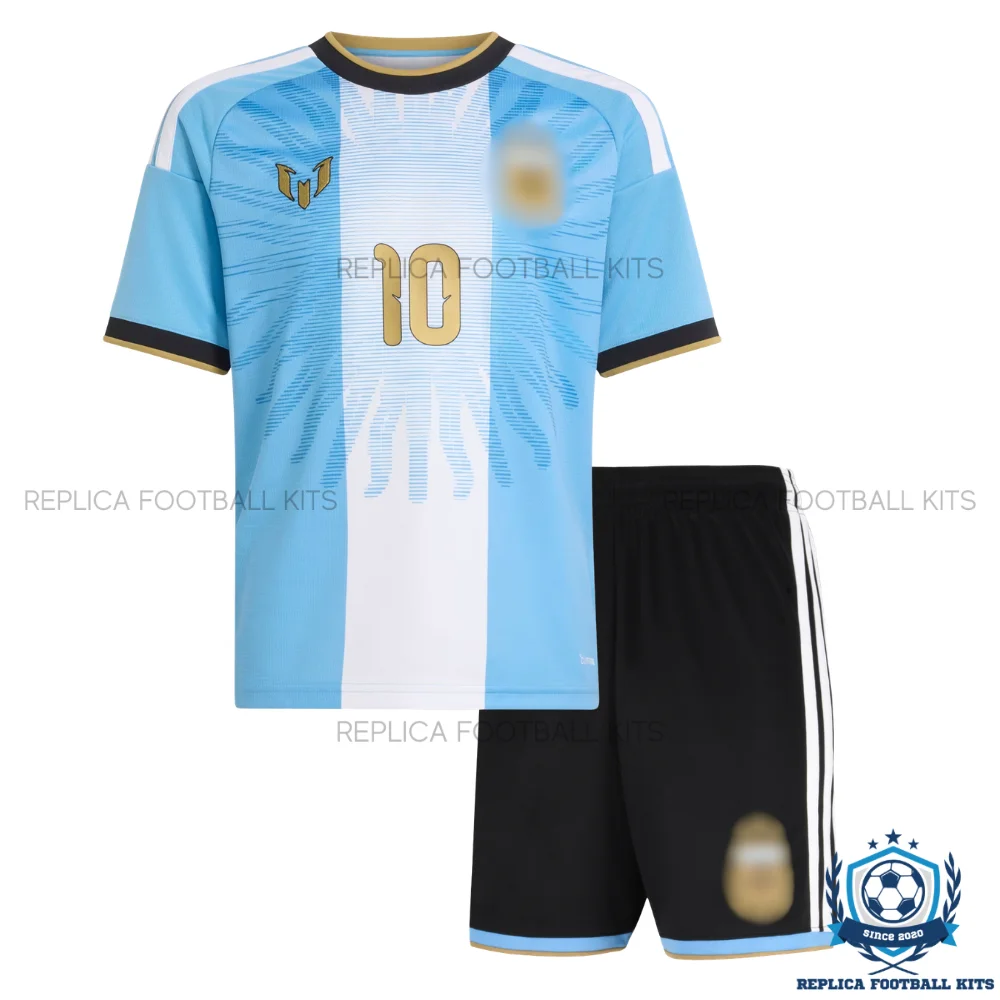Argentina MESSI 10 Commemorative Edition Kid Replica Football Kit 2026 - frontview