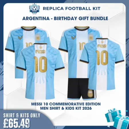 Argentina MESSI 10 2026 Full Kit Gift Set – Commemorative Edition Dad Shirt and Son Kit
