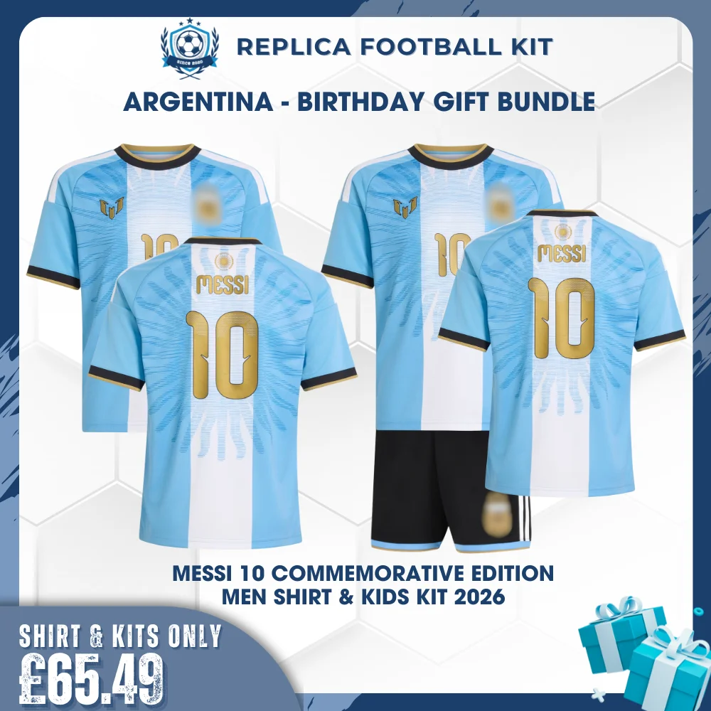 Argentina MESSI 10 2026 Full Kit Gift Set – Commemorative Edition Dad Shirt and Son Kit