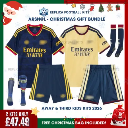 Arsn@l-2026_27-Full-Kit-Gift-Set-E28093-Away-and-Third-Kids-Football-Kits-With-socks.webp-xmas frame