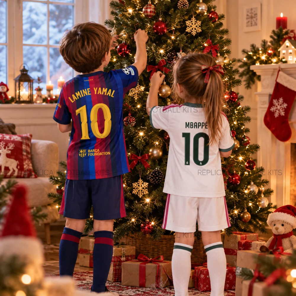 Barcelona and Real Madrid LAMINE YAMAL 10 and MBAPPÉ 10 2026/27 Full Kit Gift Set - Home Kids Football Kits (With Socks) - Image 5