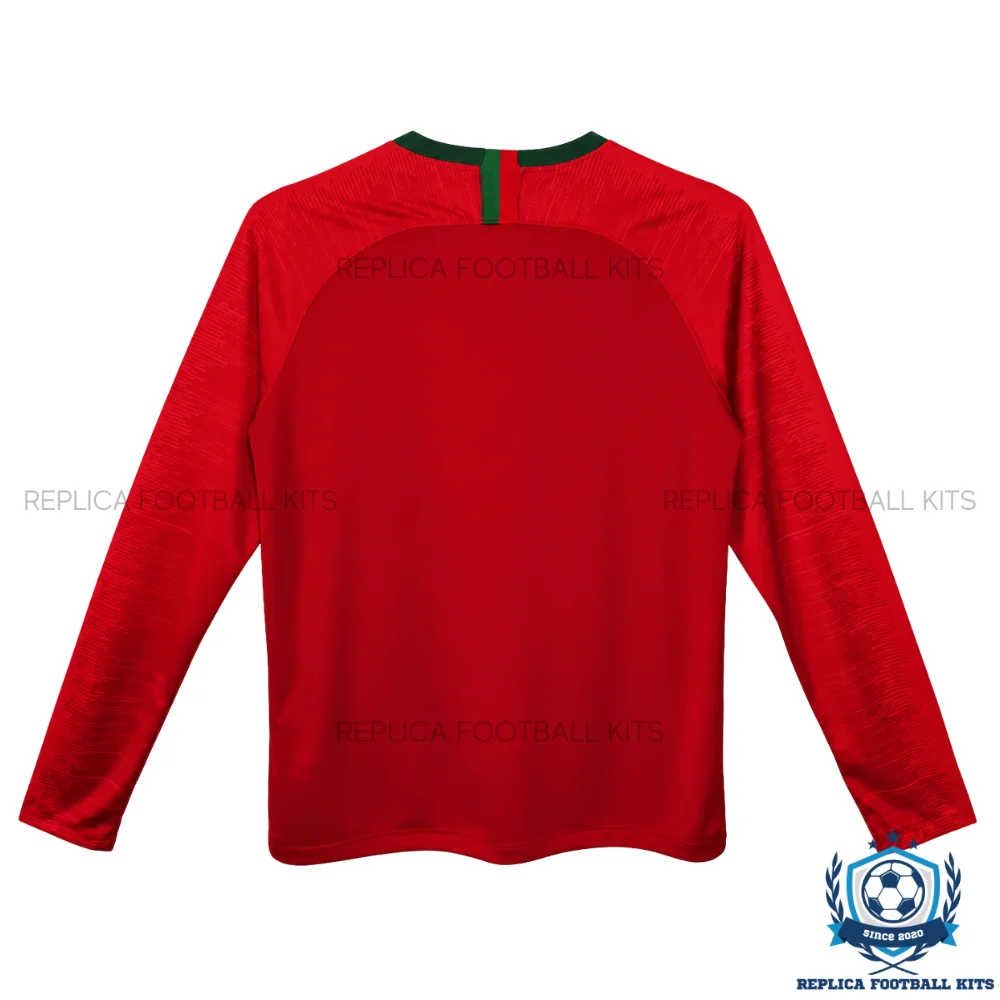 Retro Portugal Home Men Replica Football Shirt 2018 Long Sleeve - backview