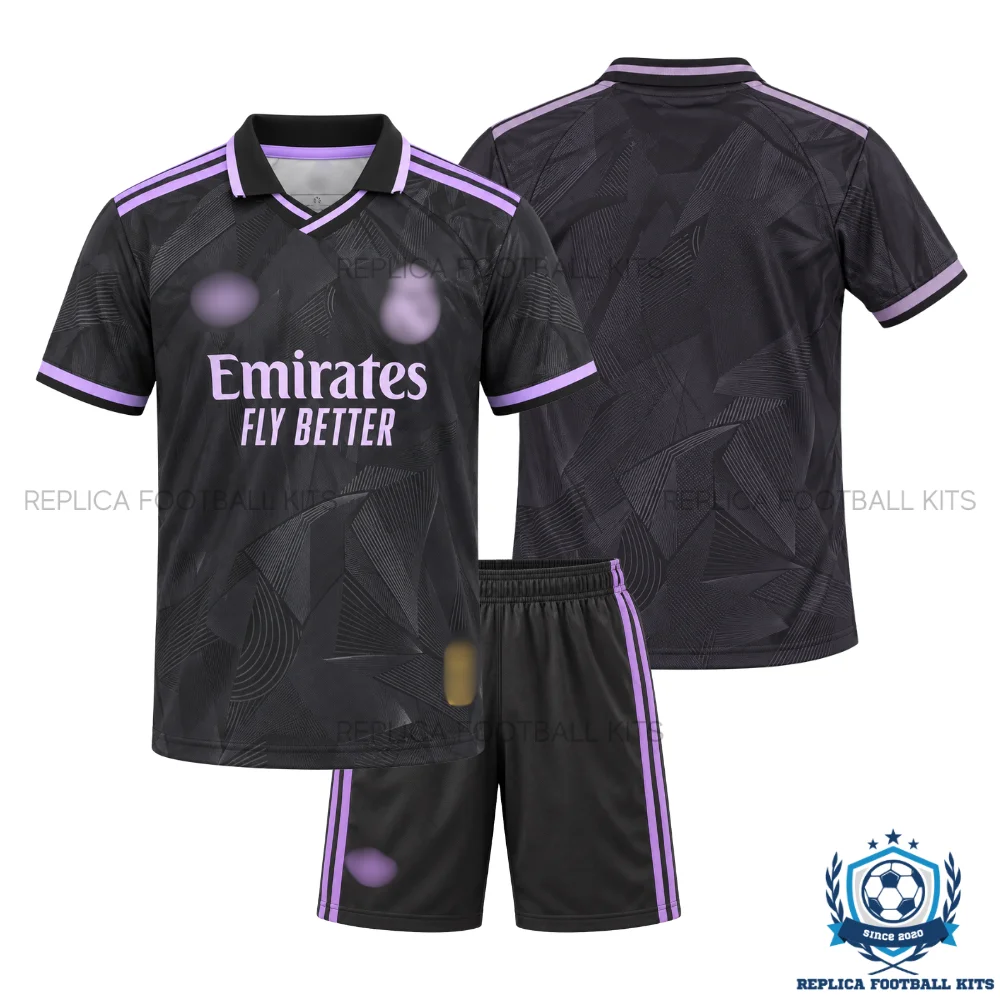 Real Madrid Black Purple Special Edition Kid Replica Football Kit 2026/27 - overview