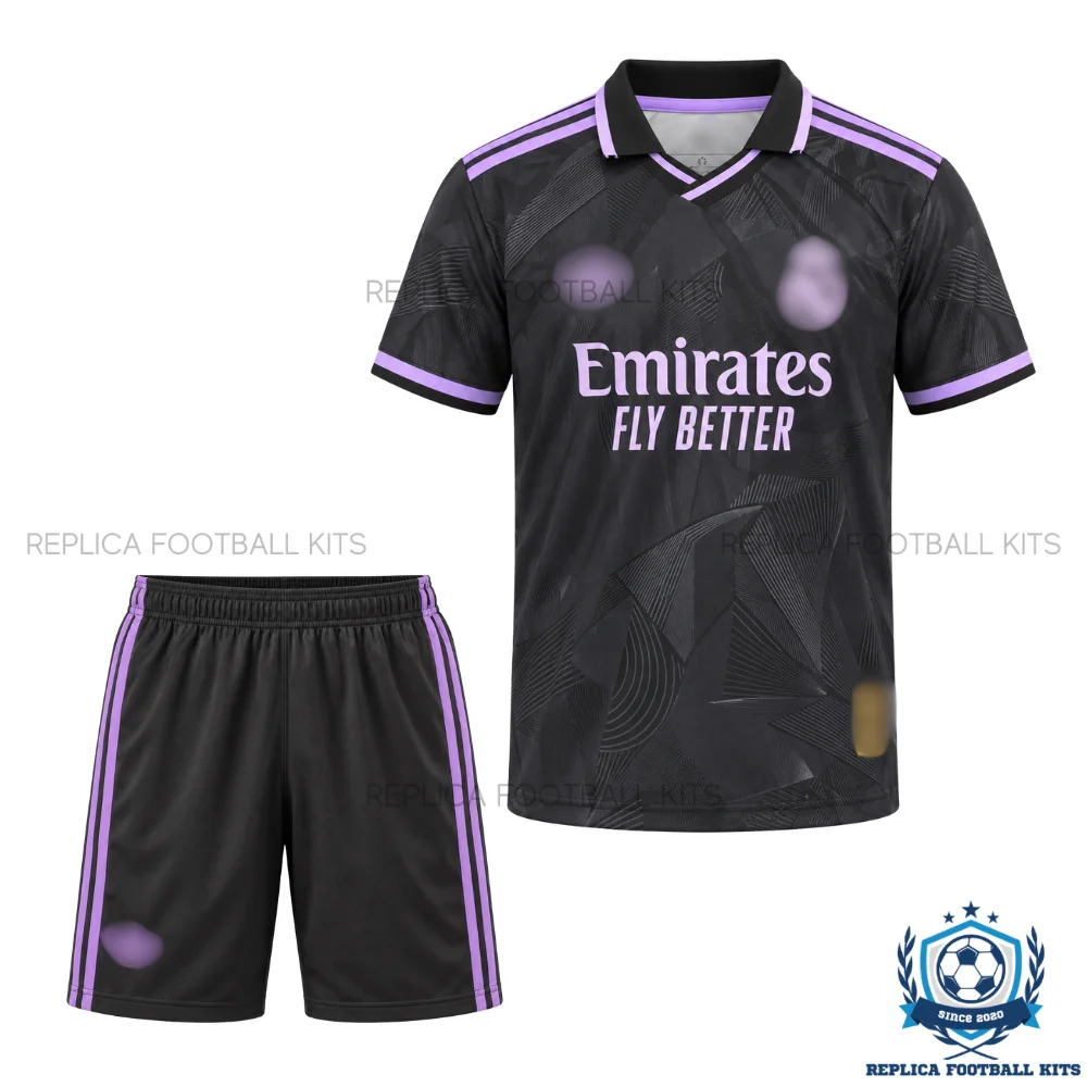 Real Madrid Black Purple Special Edition Kid Replica Football Kit 2026/27 - frontview