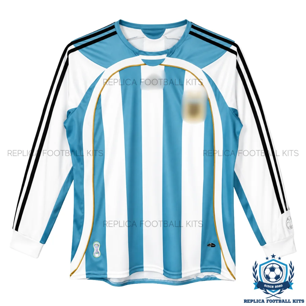 Retro Argentina Home Men Replica Football Shirt 2006 Long Sleeve - front view