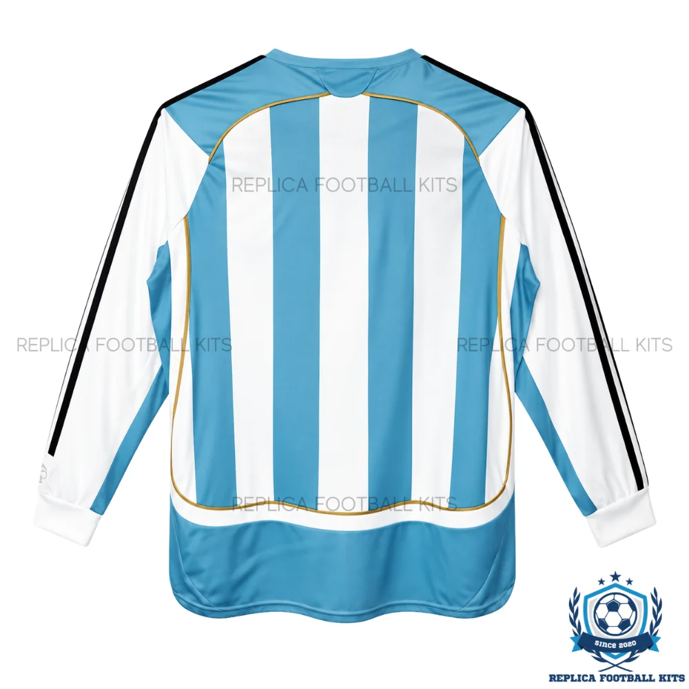Retro Argentina Home Men Replica Football Shirt 2006 Long Sleeve - backview