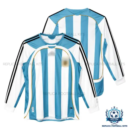 Retro Argentina Home Men Replica Football Shirt 2006 Long Sleeve - overview