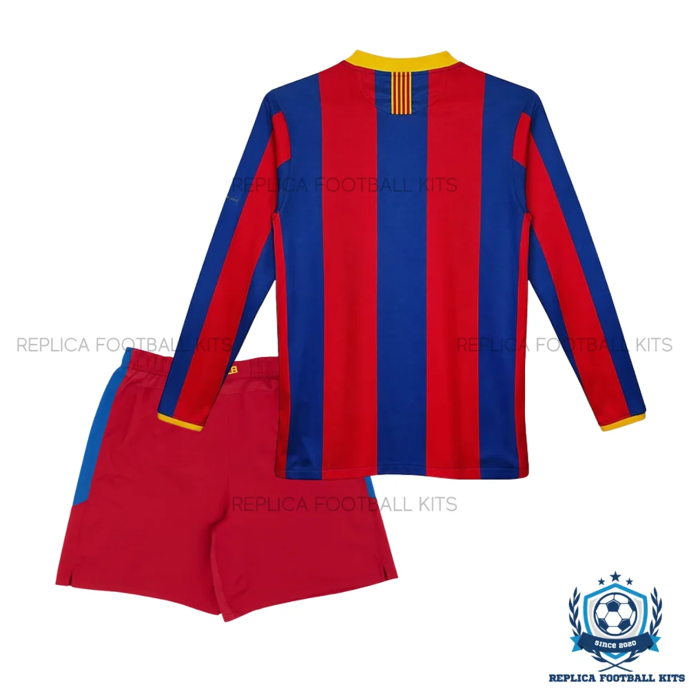 Retro Barcelona Home Kid Replica Football Kit 2010/11 Long Sleeve - backview