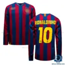 Retro Barcelona RONALDINHO 10 Home Men Replica Football Shirt 2005/06 Long Sleeve - overview