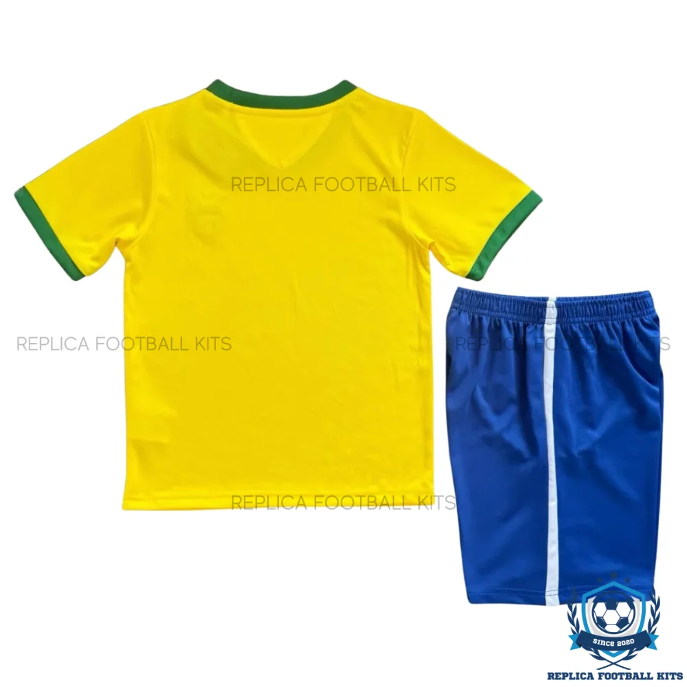Retro Brazil Home Kid Replica Football Kit 1970 - backview