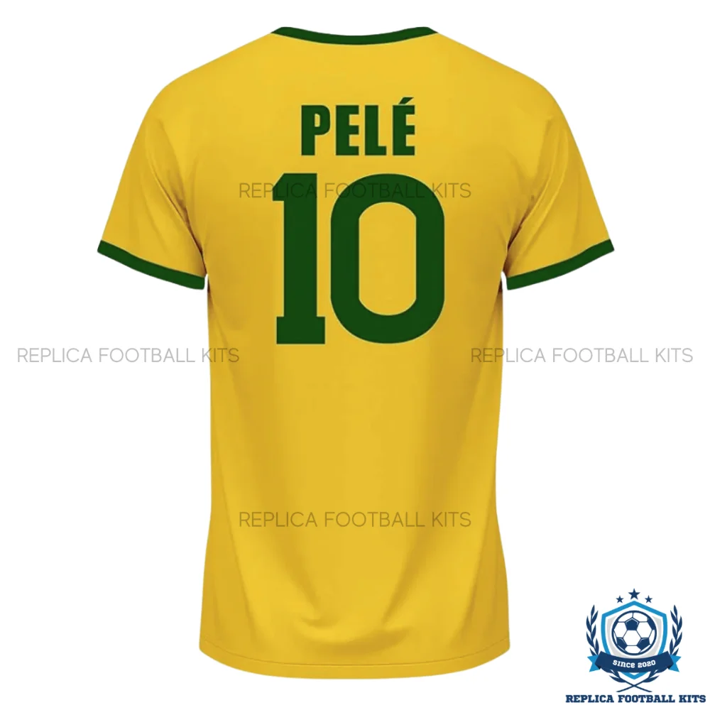 Retro Brazil PELÉ 10 Home Men Replica Football Shirt 1970 - backview