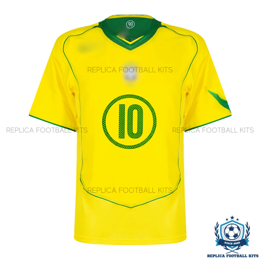 Retro Brazil RONALDINHO 10 Home Men Replica Football Shirt 2004 - front view