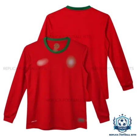 Retro Portugal Home Men Replica Football Shirt 2012 Long Sleeve - overview
