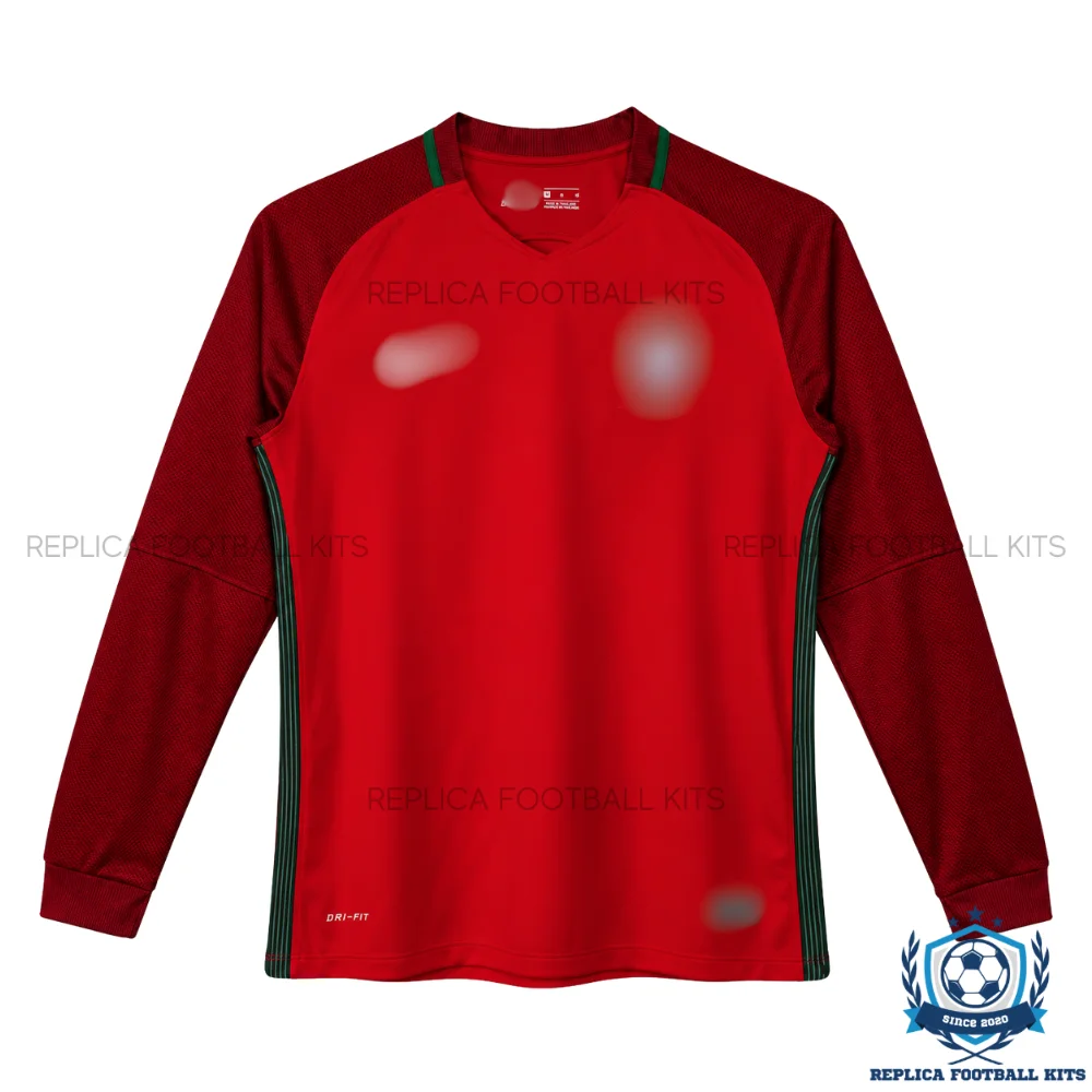 Retro Portugal Home Men Replica Football Shirt 2016 Long Sleeve - front view